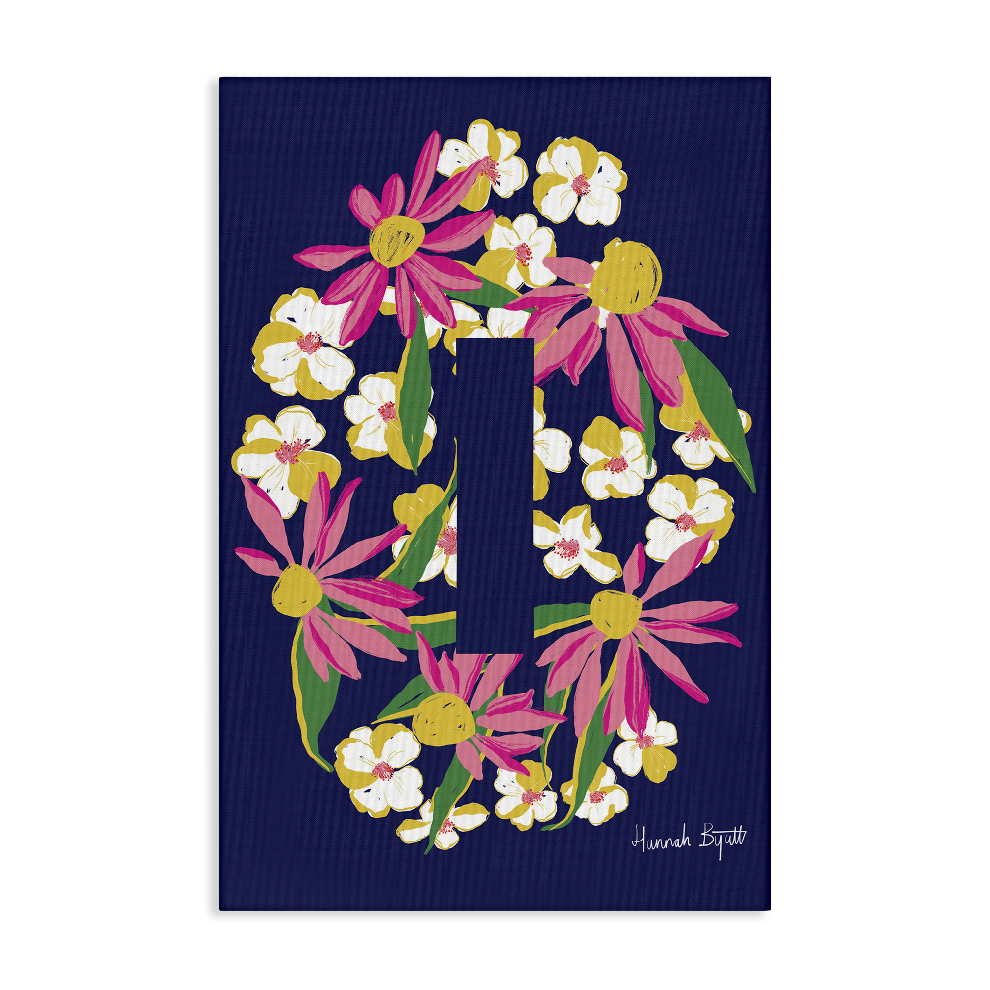 Stupell Industries Floral Bloom Letter I Botanical & Floral Painting Gallery Wrapped Canvas Art Print Wall Art, 24 x 36