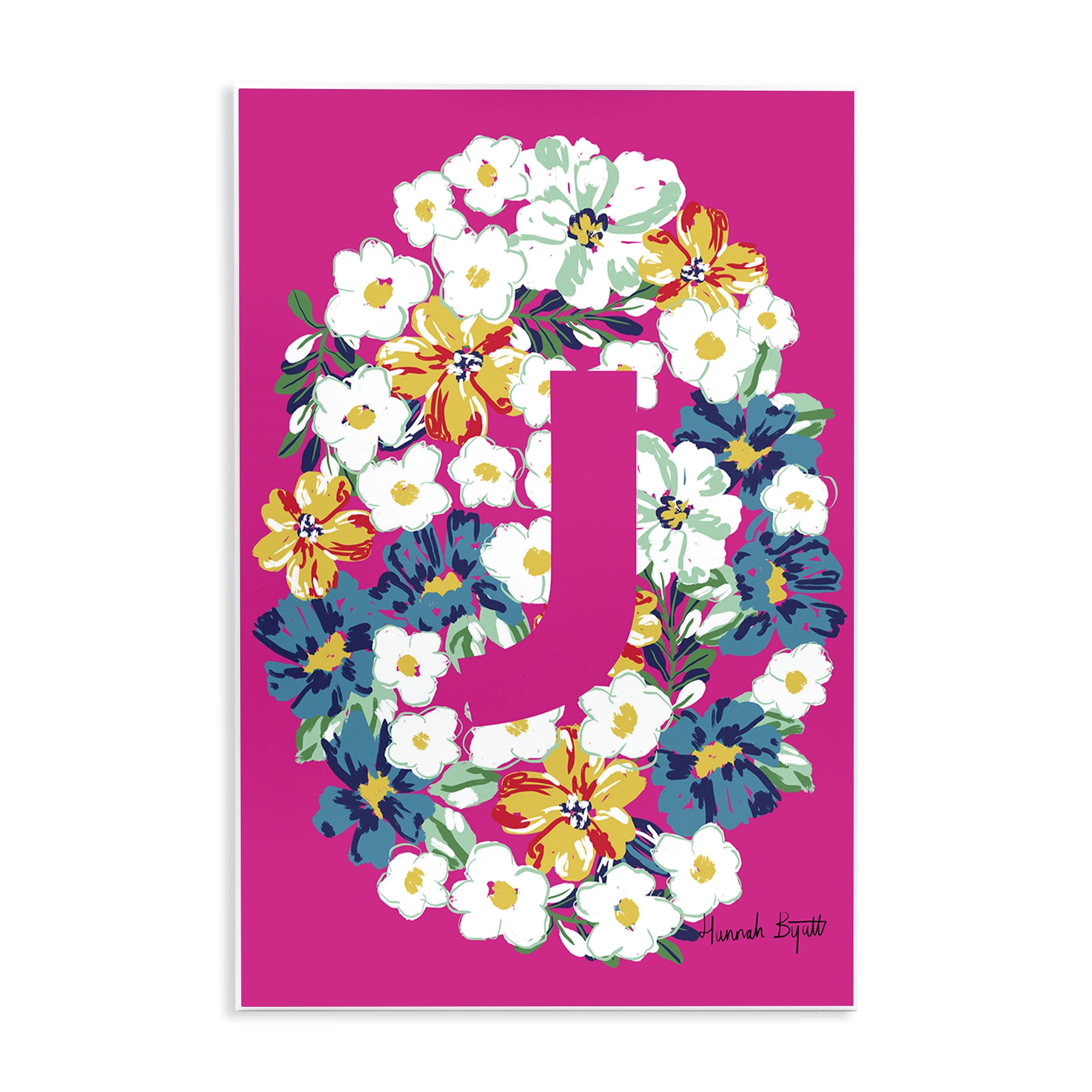 Stupell Industries Floral Bloom Letter J Botanical & Floral Painting Unframed Art Print Wall Art, 10 x 15