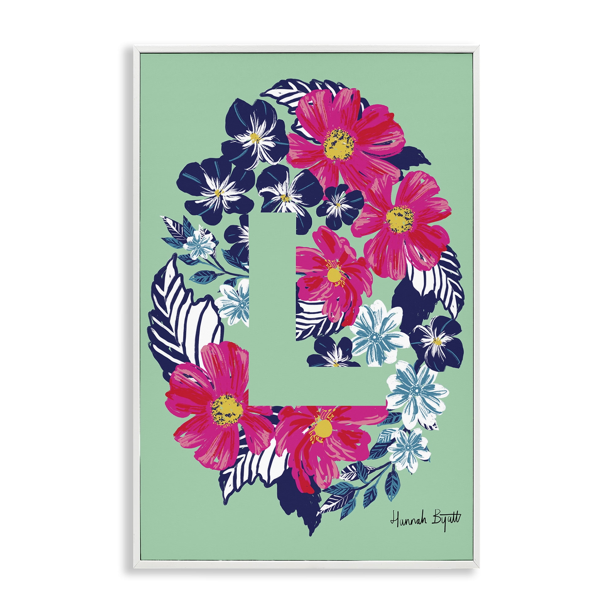 Stupell Industries Floral Bloom Letter L Botanical & Floral Painting White Framed Art Print Wall Art, 20 x 30