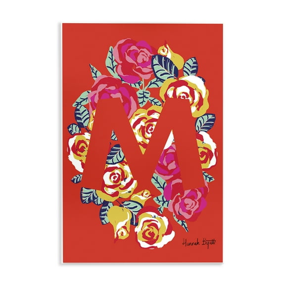 Stupell Industries Floral Bloom Letter M Botanical & Floral Painting Unframed Art Print Wall Art, 10 x 15