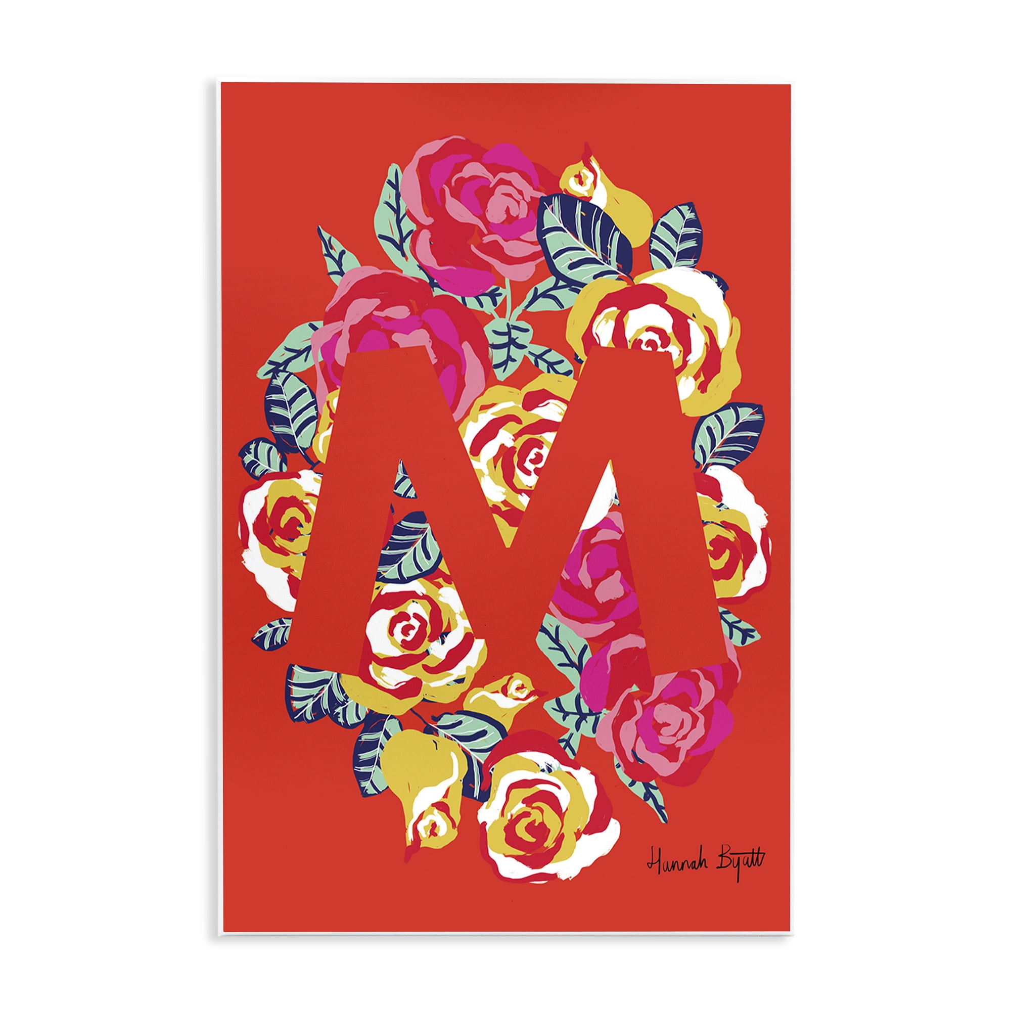 Stupell Industries Floral Bloom Letter M Botanical & Floral Painting Unframed Art Print Wall Art, 13 x 19