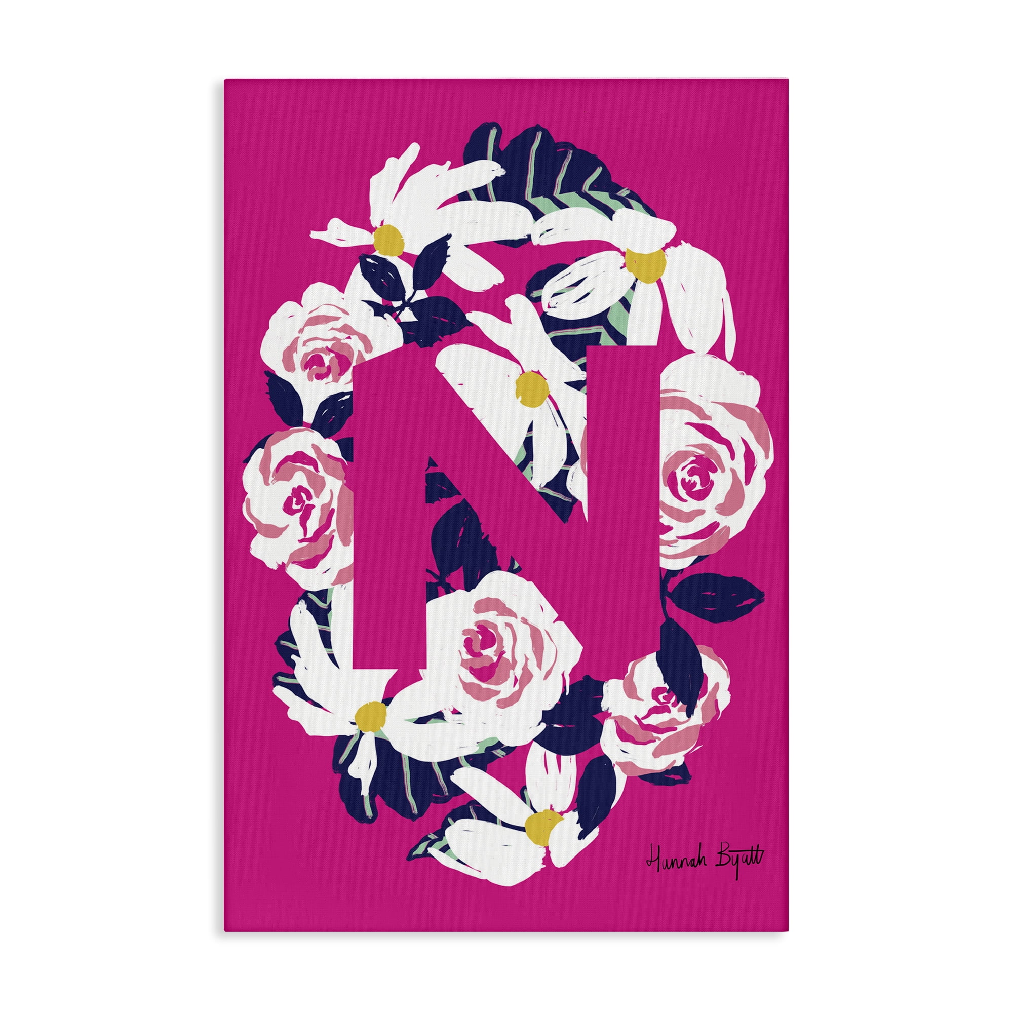 Stupell Industries Floral Bloom Letter N Botanical & Floral Painting Gallery Wrapped Canvas Art Print Wall Art, 30 x 45