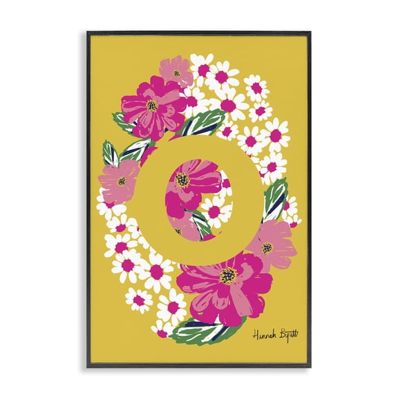 Stupell Industries Floral Bloom Letter O Botanical & Floral Painting Black Framed Art Print Wall Art, 12 x 18