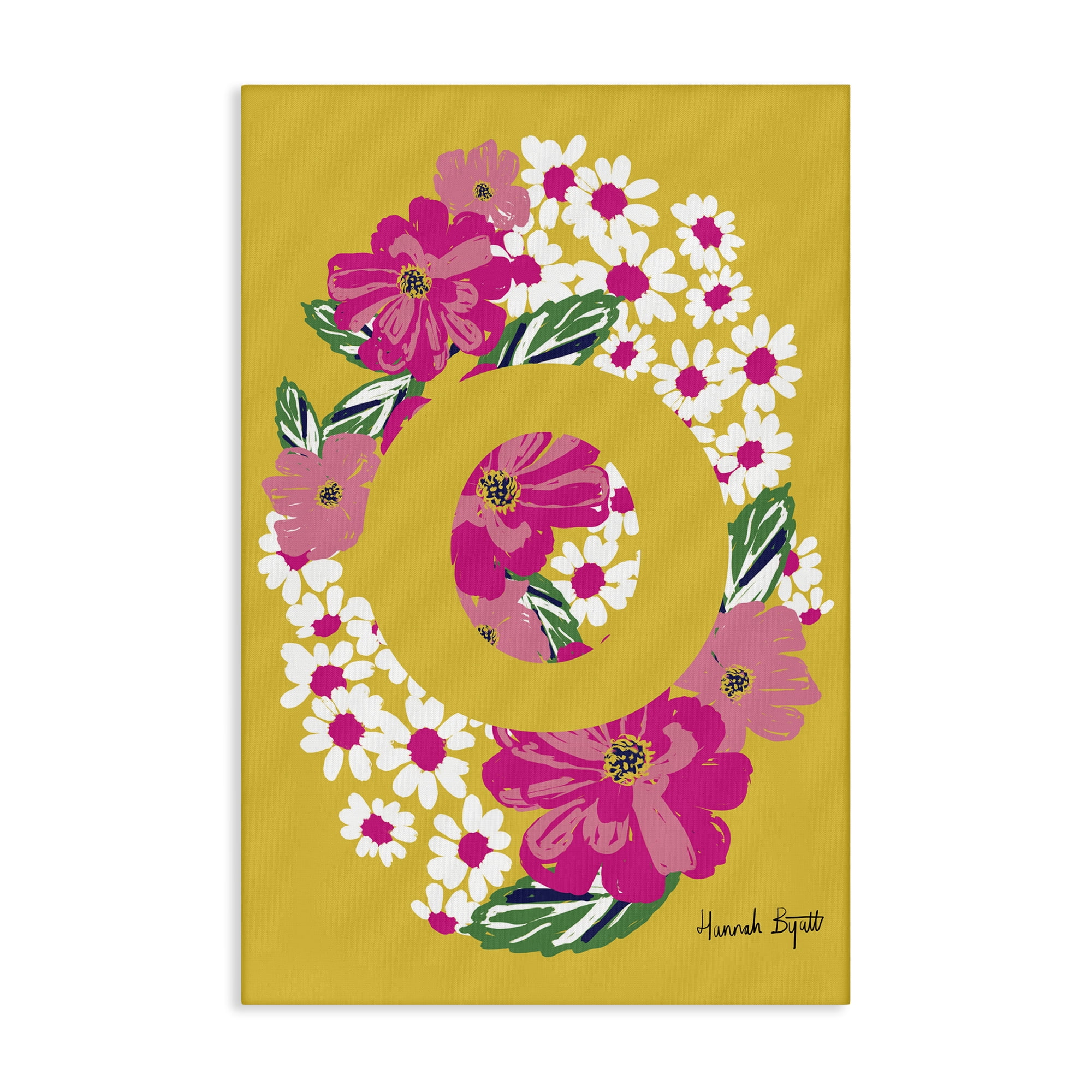 Stupell Industries Floral Bloom Letter O Botanical & Floral Painting Gallery Wrapped Canvas Art Print Wall Art, 20 x 30