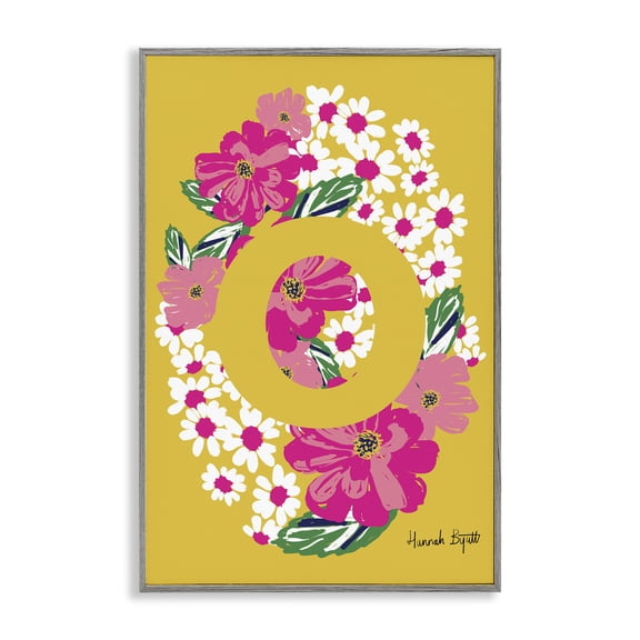 Stupell Industries Floral Bloom Letter O Botanical & Floral Painting Gray Framed Art Print Wall Art, 20 x 30