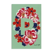 Stupell Industries Floral Bloom Letter P Botanical & Floral Painting Gallery Wrapped Canvas Art Print Wall Art, 16 x 24