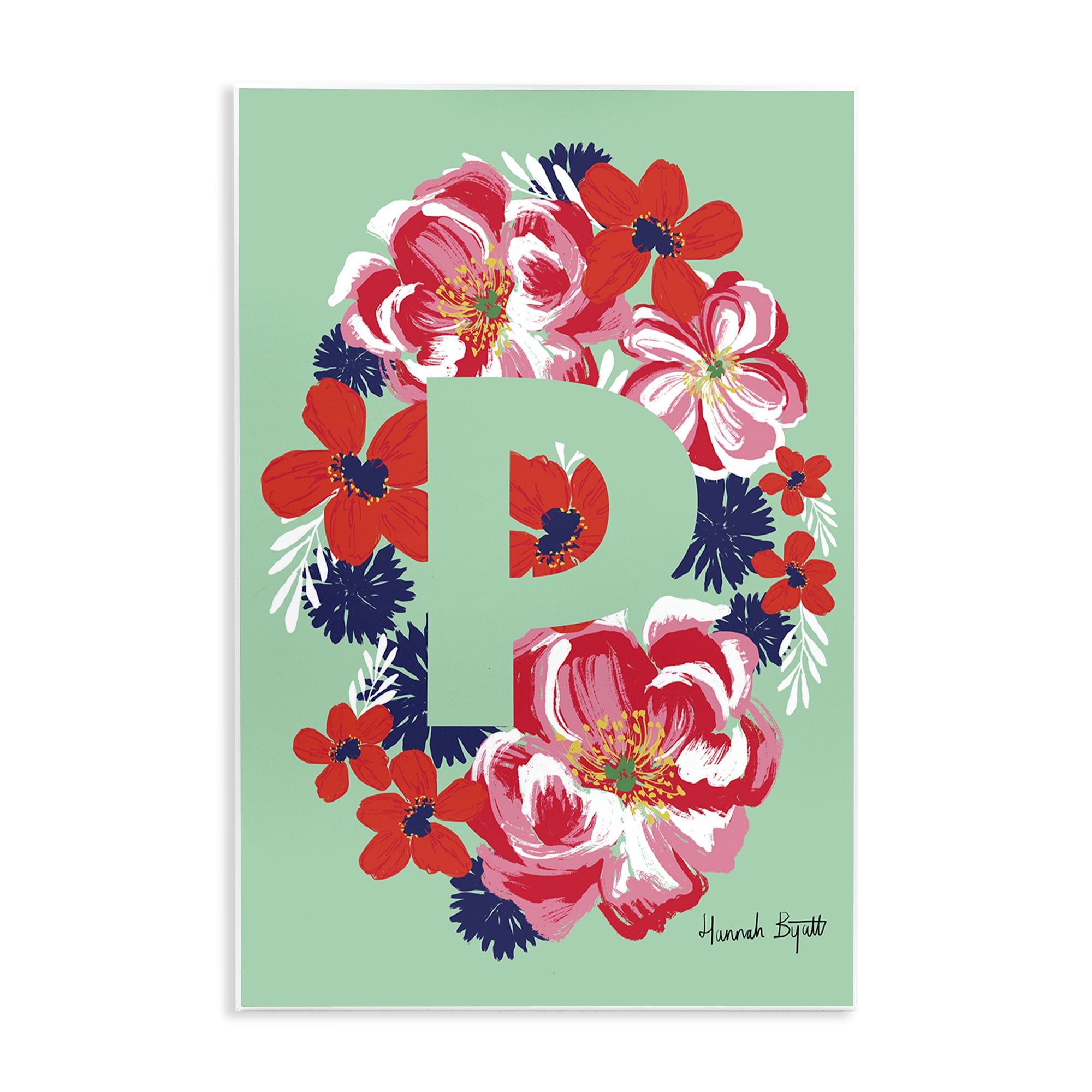 Stupell Industries Floral Bloom Letter P Botanical & Floral Painting Unframed Art Print Wall Art, 13 x 19