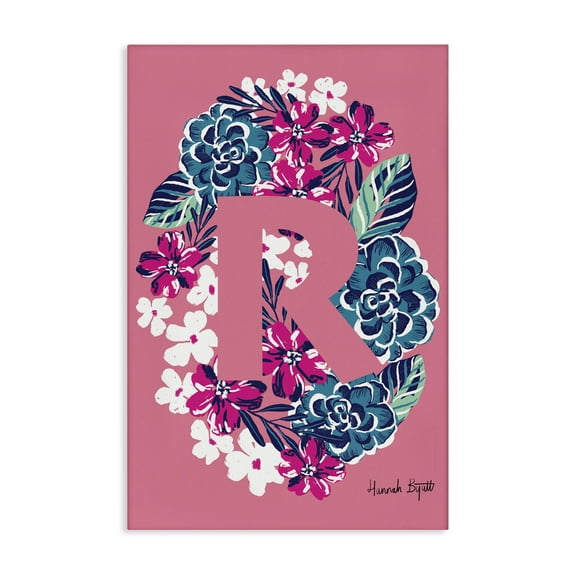 Stupell Industries Floral Bloom Letter R Botanical & Floral Painting Gallery Wrapped Canvas Art Print Wall Art, 16 x 24