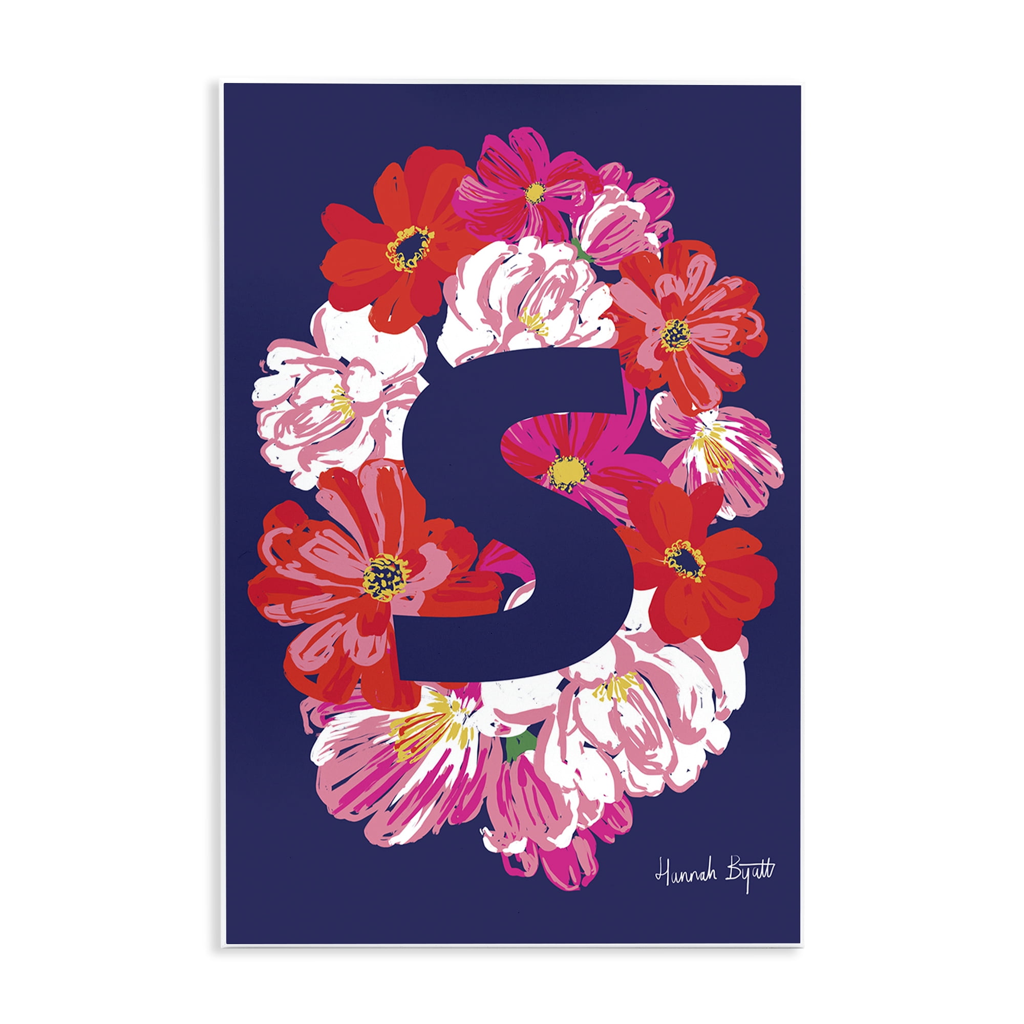 Stupell Industries Floral Bloom Letter S Botanical & Floral Painting Unframed Art Print Wall Art, 10 x 15