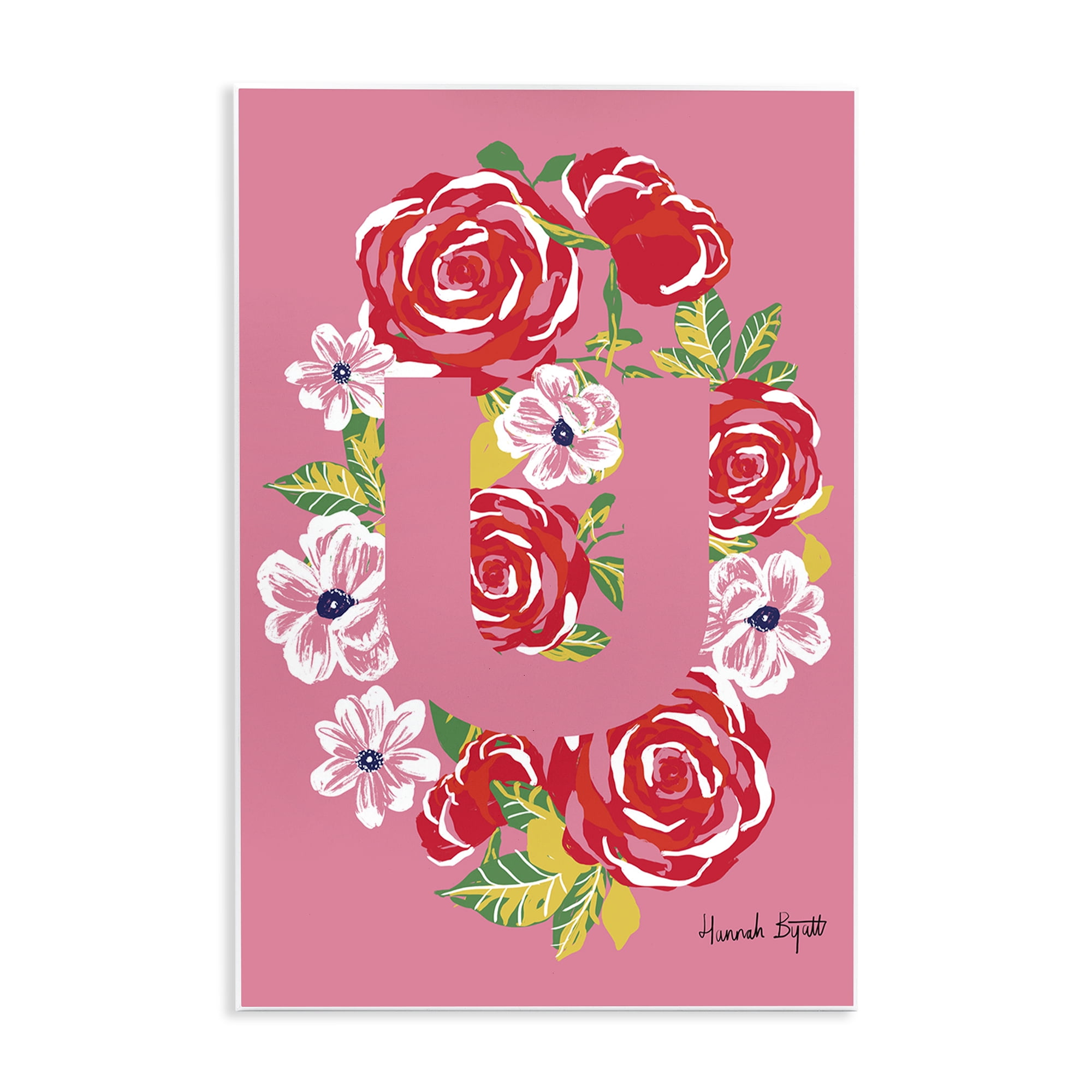 Stupell Industries Floral Bloom Letter U Botanical & Floral Painting Unframed Art Print Wall Art, 13 x 19