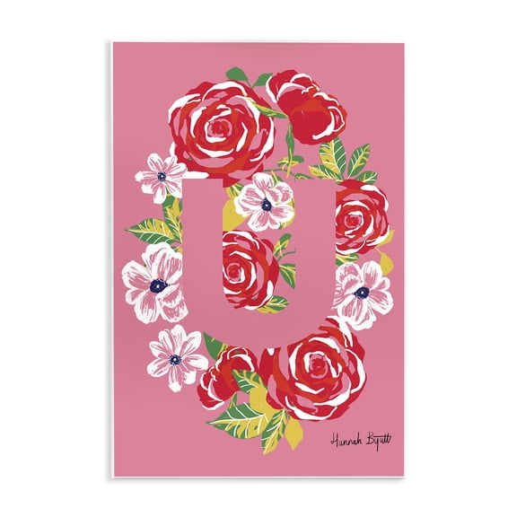 Stupell Industries Floral Bloom Letter U Botanical & Floral Painting Unframed Art Print Wall Art, 13 x 19