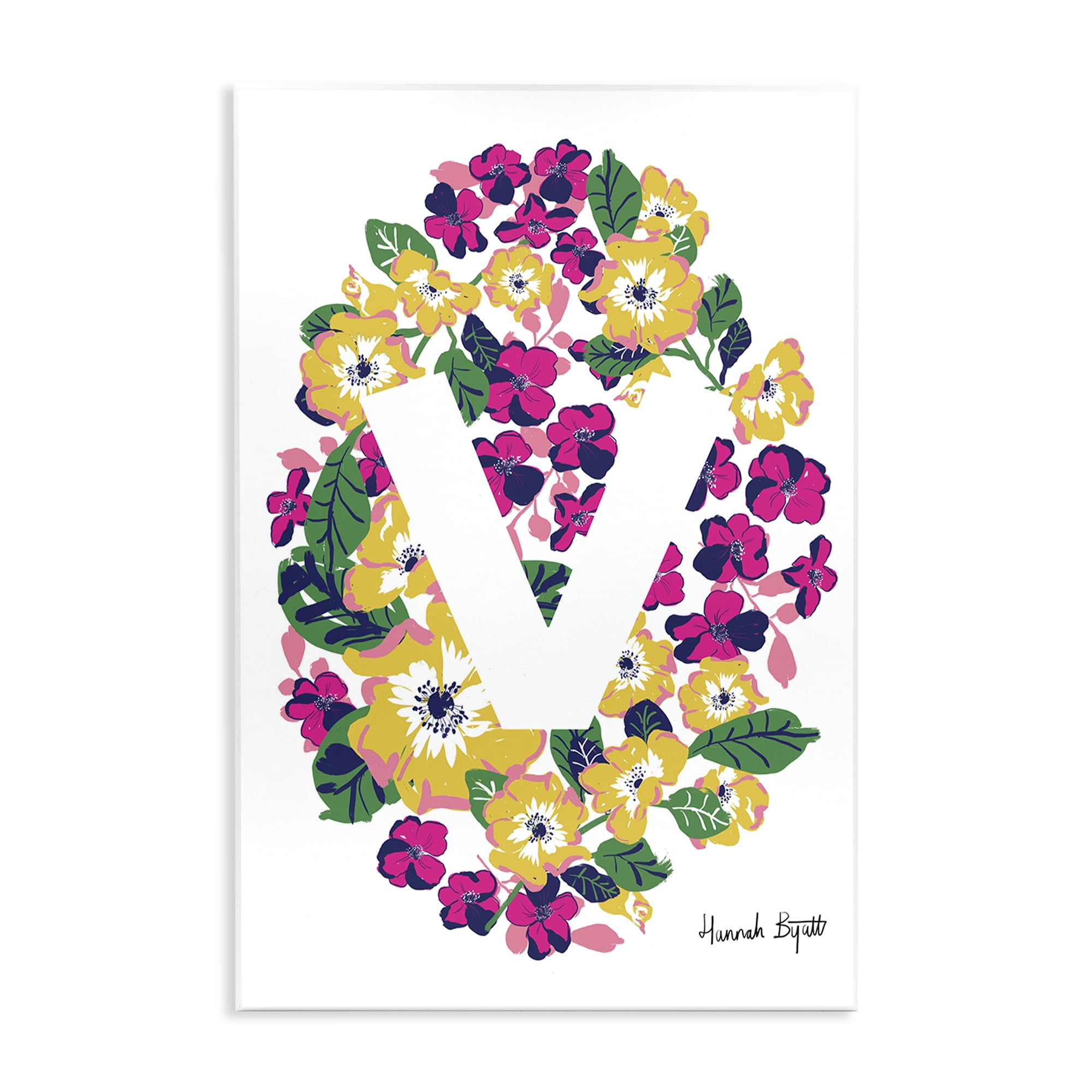 Stupell Industries Floral Bloom Letter V Botanical & Floral Painting Unframed Art Print Wall Art, 13 x 19