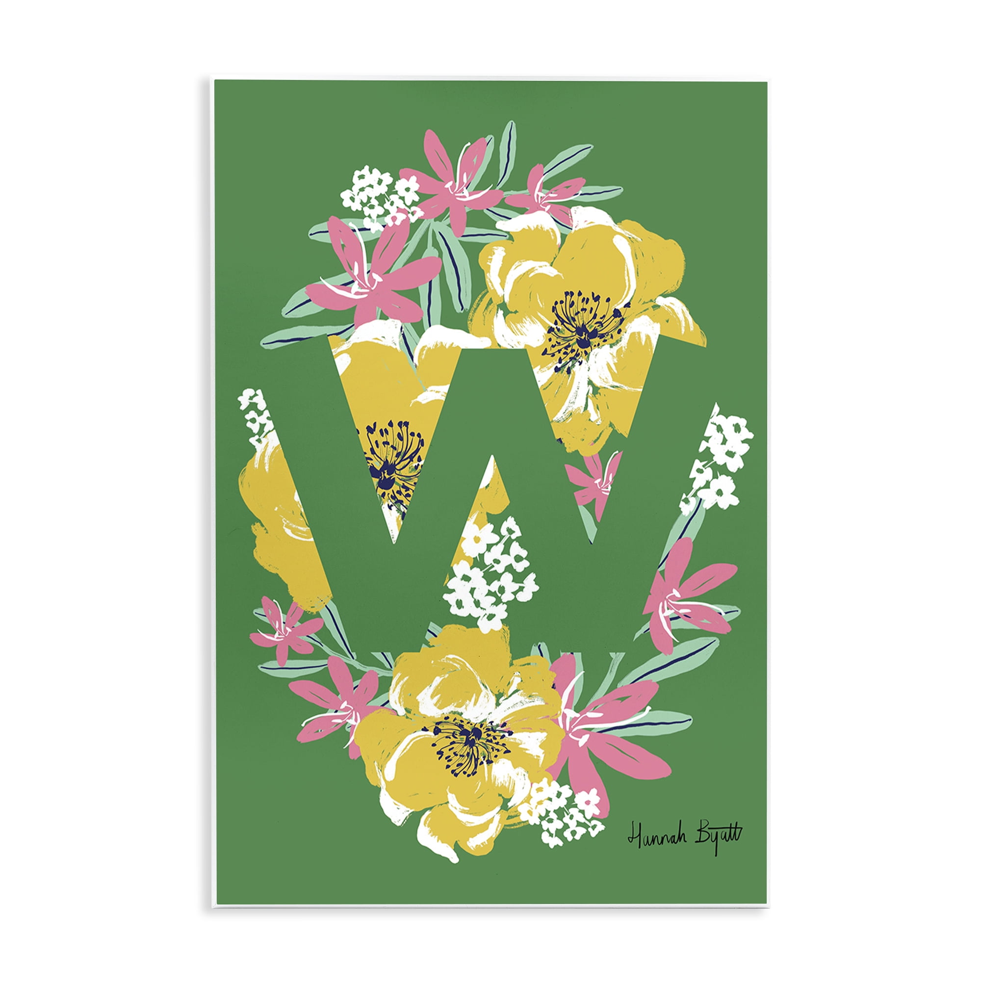 Stupell Industries Floral Bloom Letter W Botanical & Floral Painting Unframed Art Print Wall Art, 10 x 15