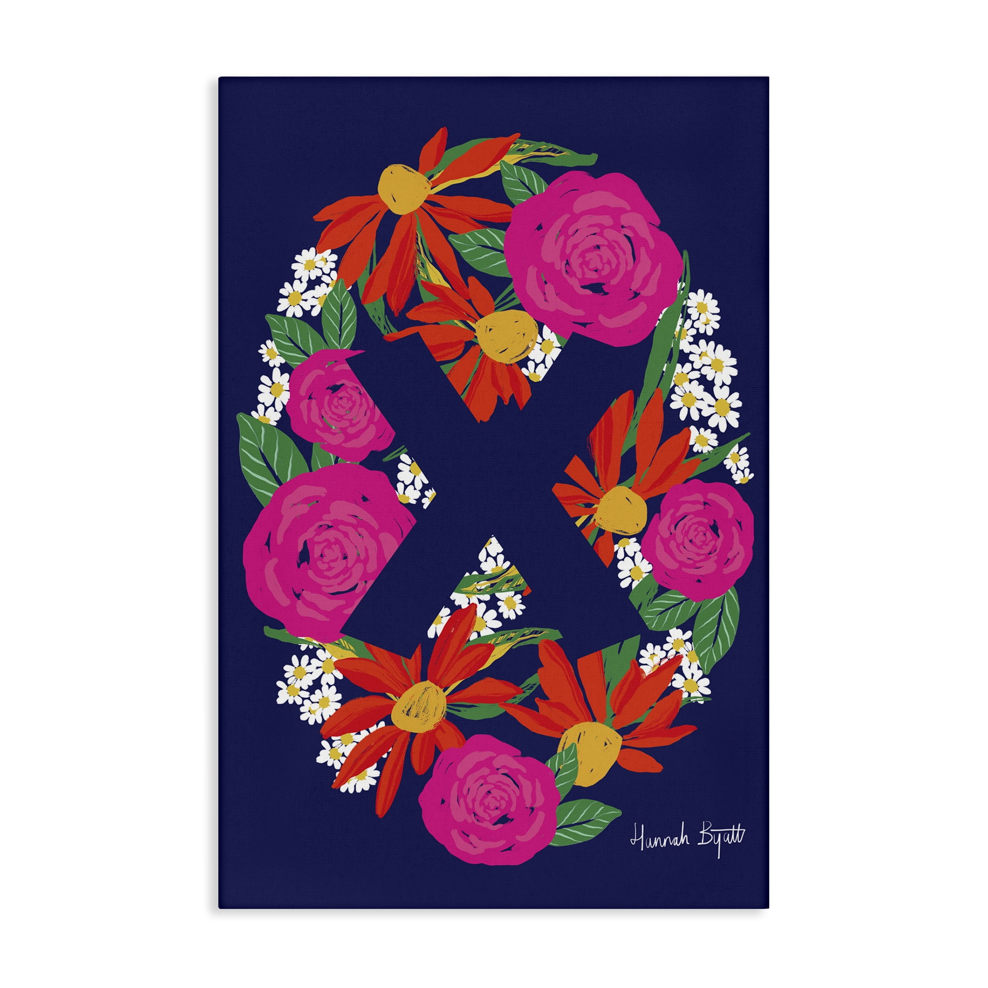 Stupell Industries Floral Bloom Letter X Botanical & Floral Painting Gallery Wrapped Canvas Art Print Wall Art, 16 x 24