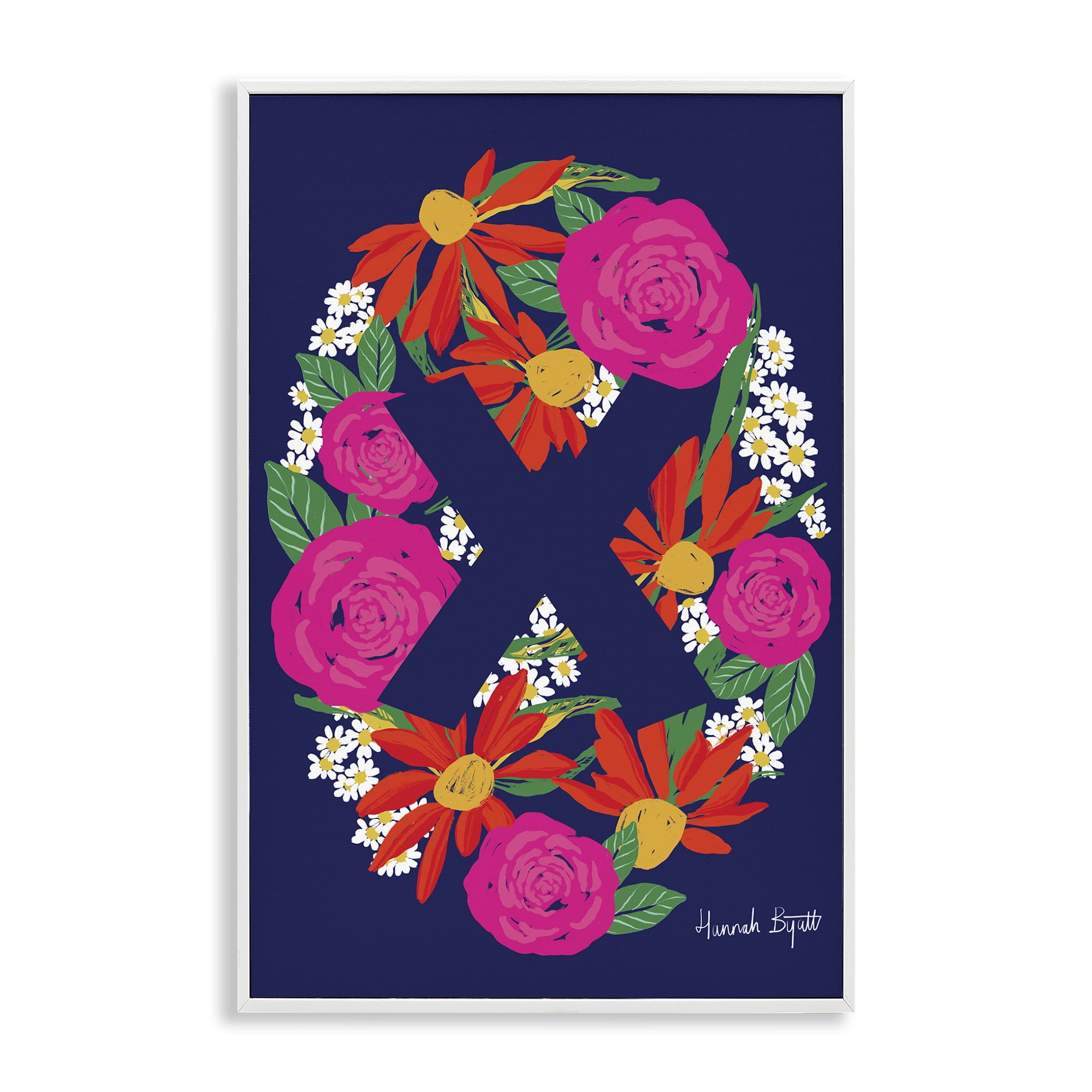 Stupell Industries Floral Bloom Letter X Botanical & Floral Painting White Framed Art Print Wall Art, 20 x 30