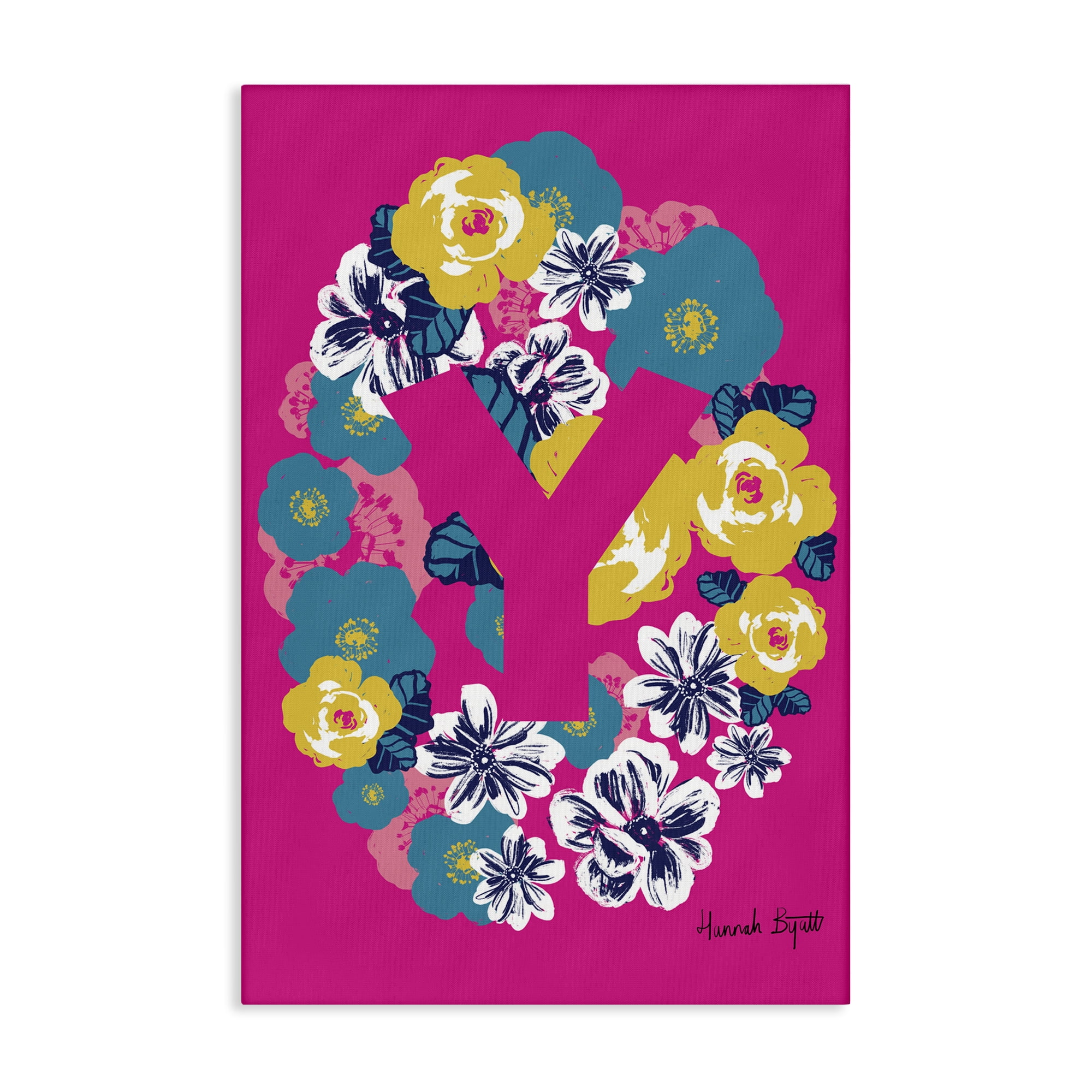 Stupell Industries Floral Bloom Letter Y Botanical & Floral Painting Gallery Wrapped Canvas Art Print Wall Art, 20 x 30