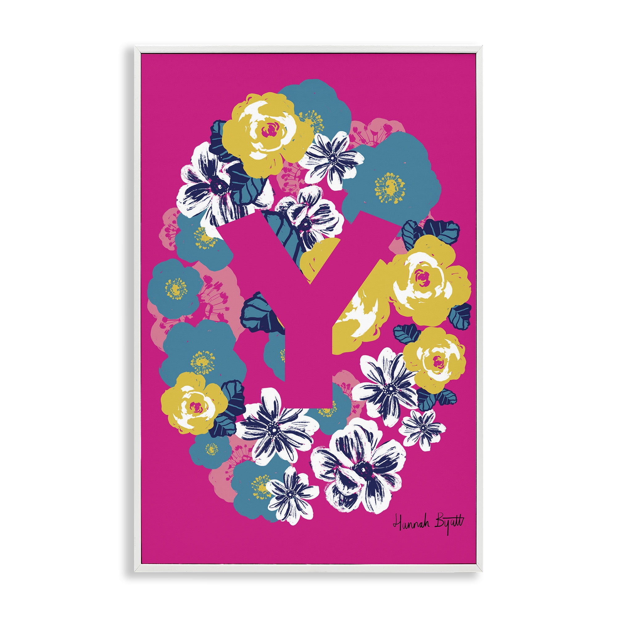 Stupell Industries Floral Bloom Letter Y Botanical & Floral Painting White Framed Art Print Wall Art, 20 x 30