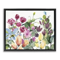 Stupell Industries Floral Blooming Colors Botanical & Floral Painting Black Floater Framed Art Print Wall Art, 21 x 17