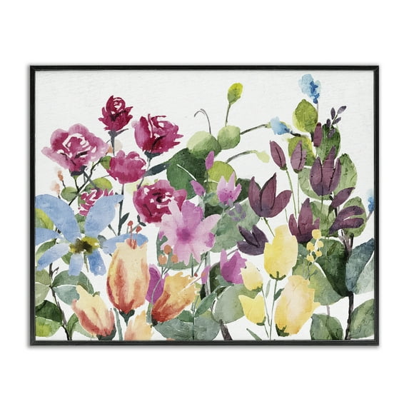 Stupell Industries Floral Blooming Colors Botanical & Floral Painting Black Framed Art Print Wall Art, 20 x 16