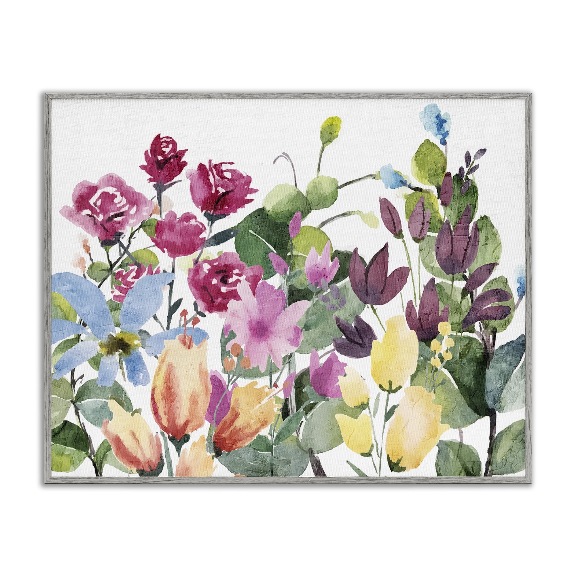 Stupell Industries Floral Blooming Colors Botanical & Floral Painting Gray Framed Art Print Wall Art, 14 x 11