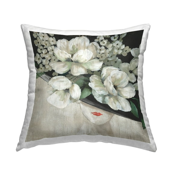 Stupell Industries Floral Blooms Woman Fashion Hat Printed Throw Pillow Design by Nan