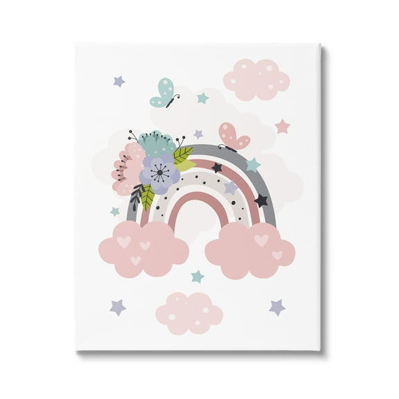 Stupell Industries Floral Blossom Rainbow Botanical & Floral Painting Gallery Wrapped Canvas Print Wall Art, 16 x 20