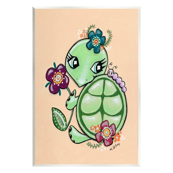 Stupell Industries Floral Blossom Turtle Animals & Insects Painting Unframed Art Print Wall Art, 10 x 15