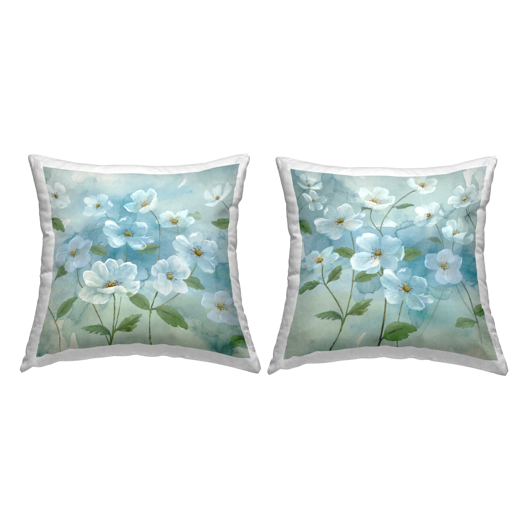 Stupell Industries Floral Blossoms Blue Sky Decorative Printed Throw Pillow Design by Nan.