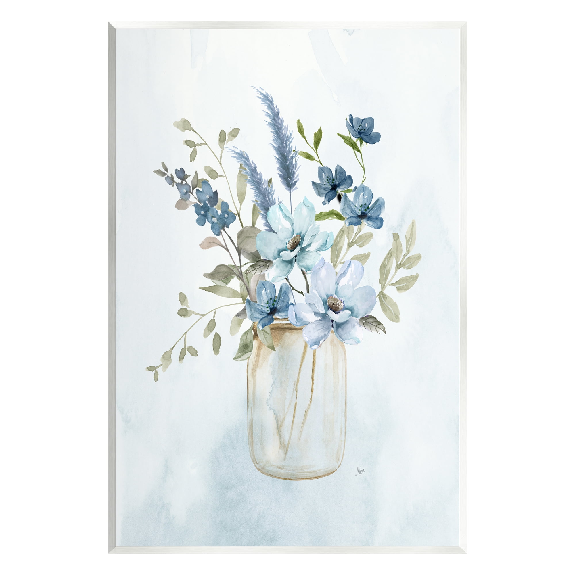 Stupell Industries Floral Blue Bouquet Botanical & Floral Painting Unframed Art Print Wall Art, 13 x 19