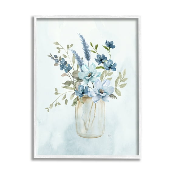 Stupell Industries Floral Blue Bouquet Botanical & Floral Painting White Framed Art Print Wall Art, 24 x 30
