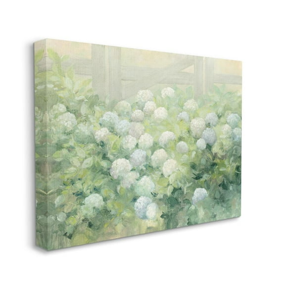 Stupell Industries Floral Blue White Hydrangea Garden Farmhouse Painting Canvas Wall Art Design by Julia Purinton, 16" x 20"
