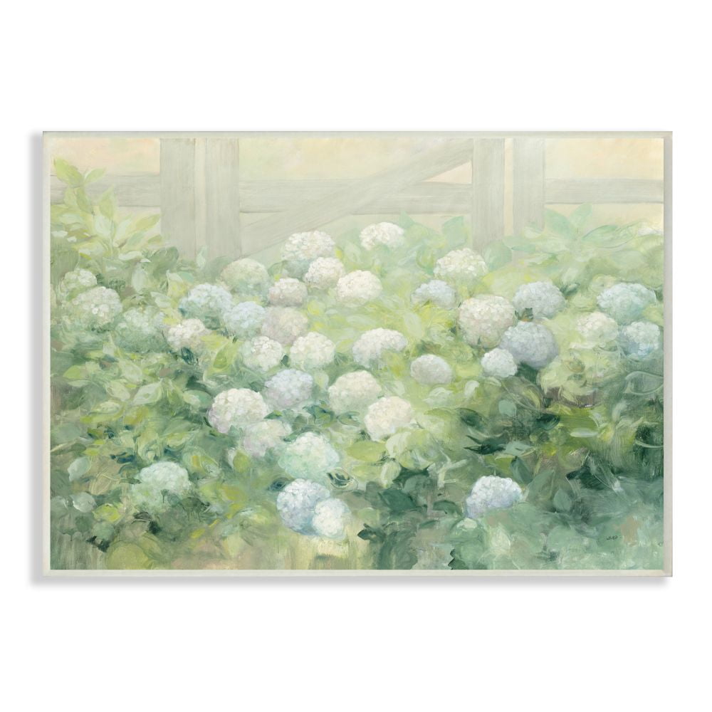Hydrangea Garden Landscape Painting on MDF Wood, 10x15