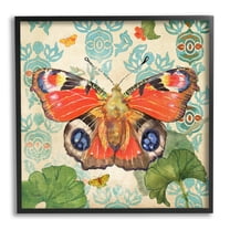 Stupell Industries Floral Boho Butterfly Animals & Insects Painting Black Framed Art Print Wall Art, 12 x 12