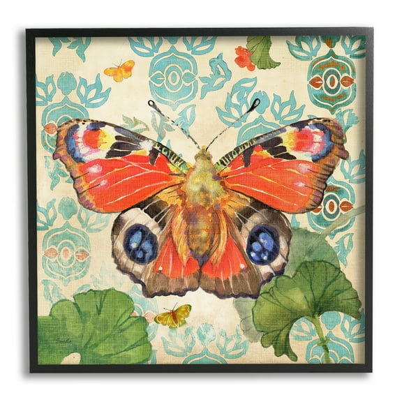 Stupell Industries Floral Boho Butterfly Animals & Insects Painting Black Framed Art Print Wall Art, 12 x 12