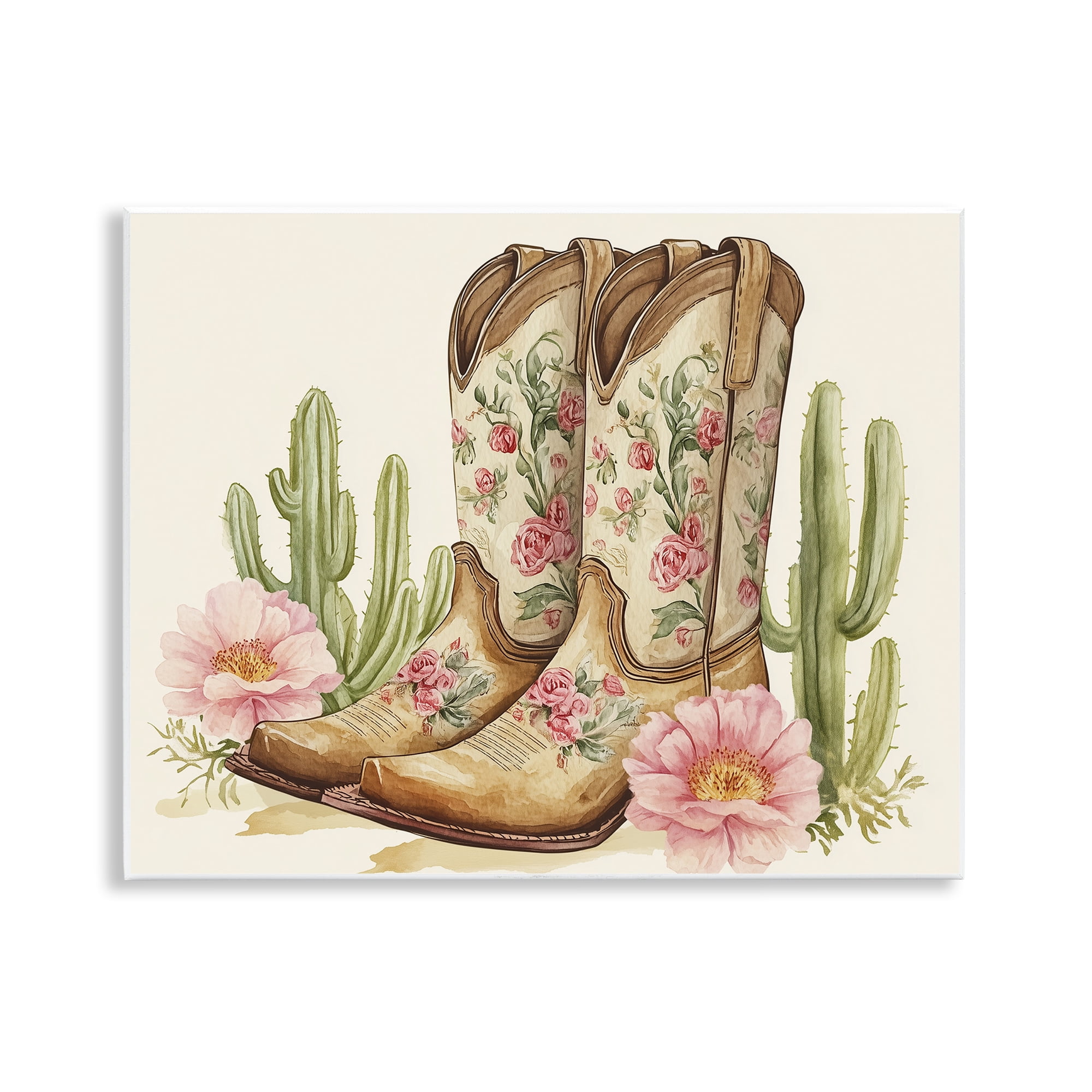 Stupell Industries Floral Boots & Cactuses Wall Plaque Art, design by Heidi Kuntz