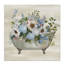 Stupell Industries Floral Bouquet Bathtub Typography Painting Gallery Wrapped Canvas Art Print Wall Art, 17 x 17