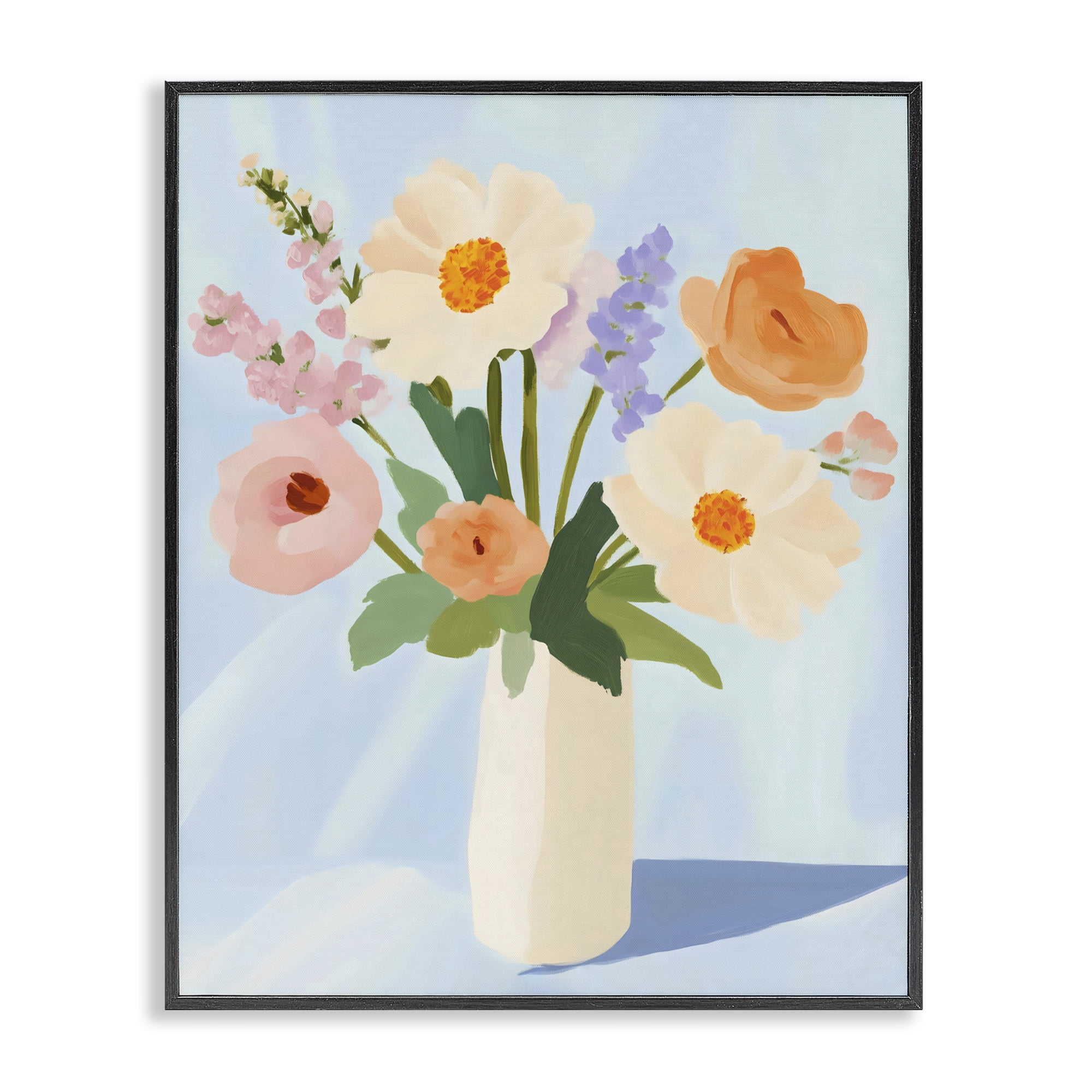 Stupell Industries Floral Bouquet in Sleek White Vase Black Framed Giclee Art, design by The Prints Vibe