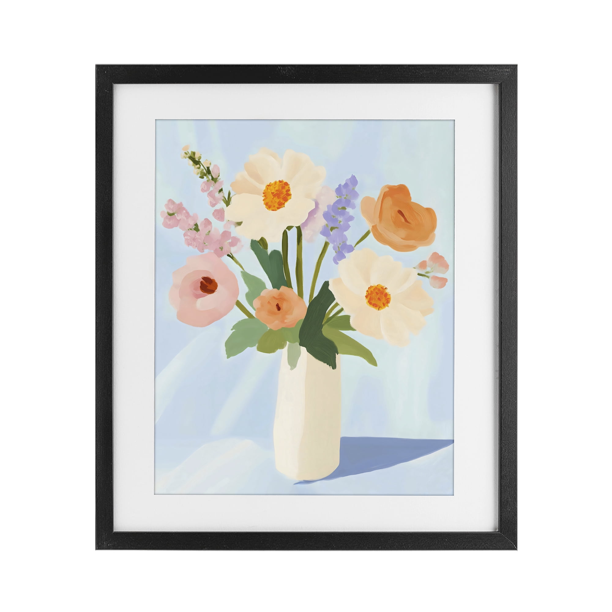 Stupell Industries Floral Bouquet in Sleek White Vase Black Framed Print Under Glass, design by The Prints Vibe