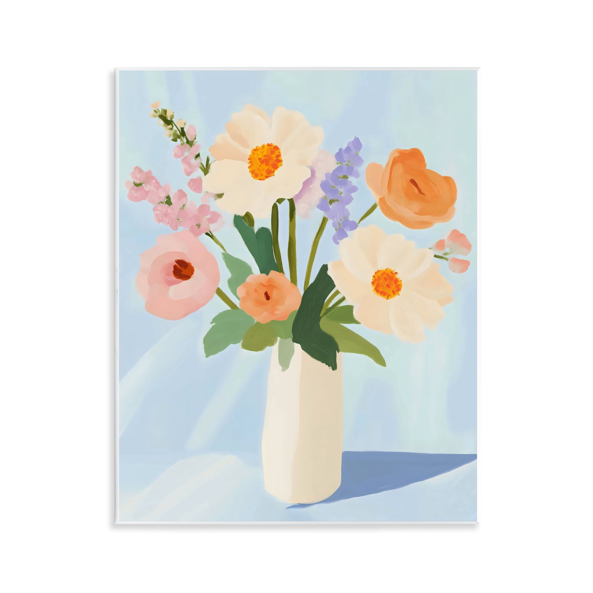 Stupell Industries Floral Bouquet in Sleek White Vase Wall Plaque Art, design by The Prints Vibe