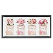 Stupell Industries Floral Bouquets Glam Fashion Jars Beauty & Fashion Painting Black Floater Framed Canvas Art Print Wall Art, 25 x 11