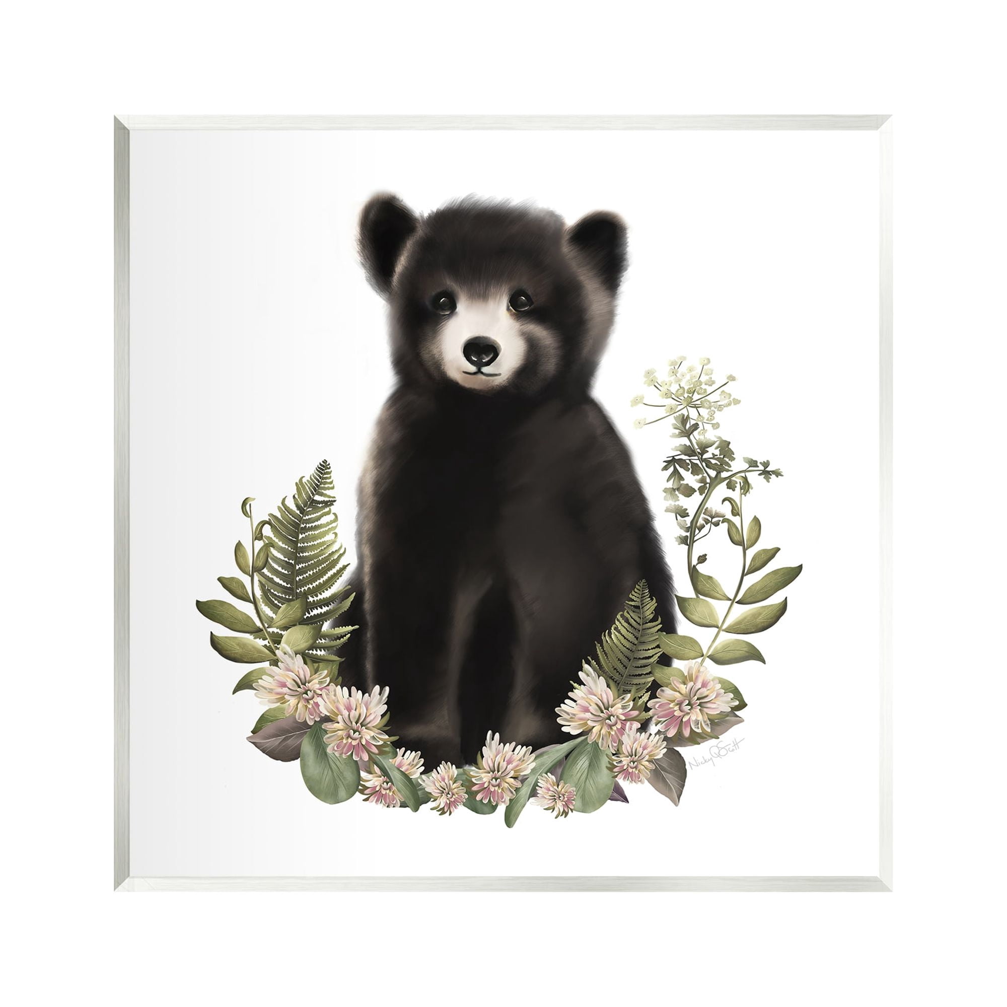 Stupell Industries Floral Bramble Bear Animals & Insects Painting Unframed Art Print Wall Art, 12 x 12