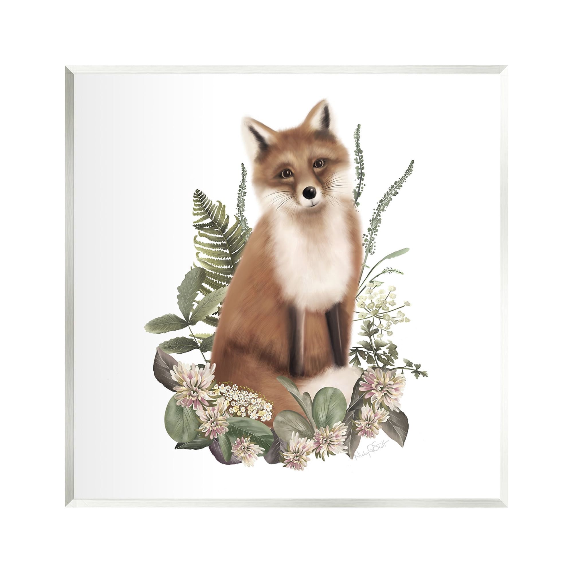 Stupell Industries Floral Bramble Fox Animals & Insects Painting Unframed Art Print Wall Art, 12 x 12