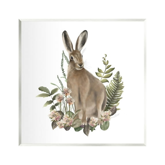Stupell Industries Floral Bramble Hare Animals & Insects Painting Unframed Art Print Wall Art, 12 x 12