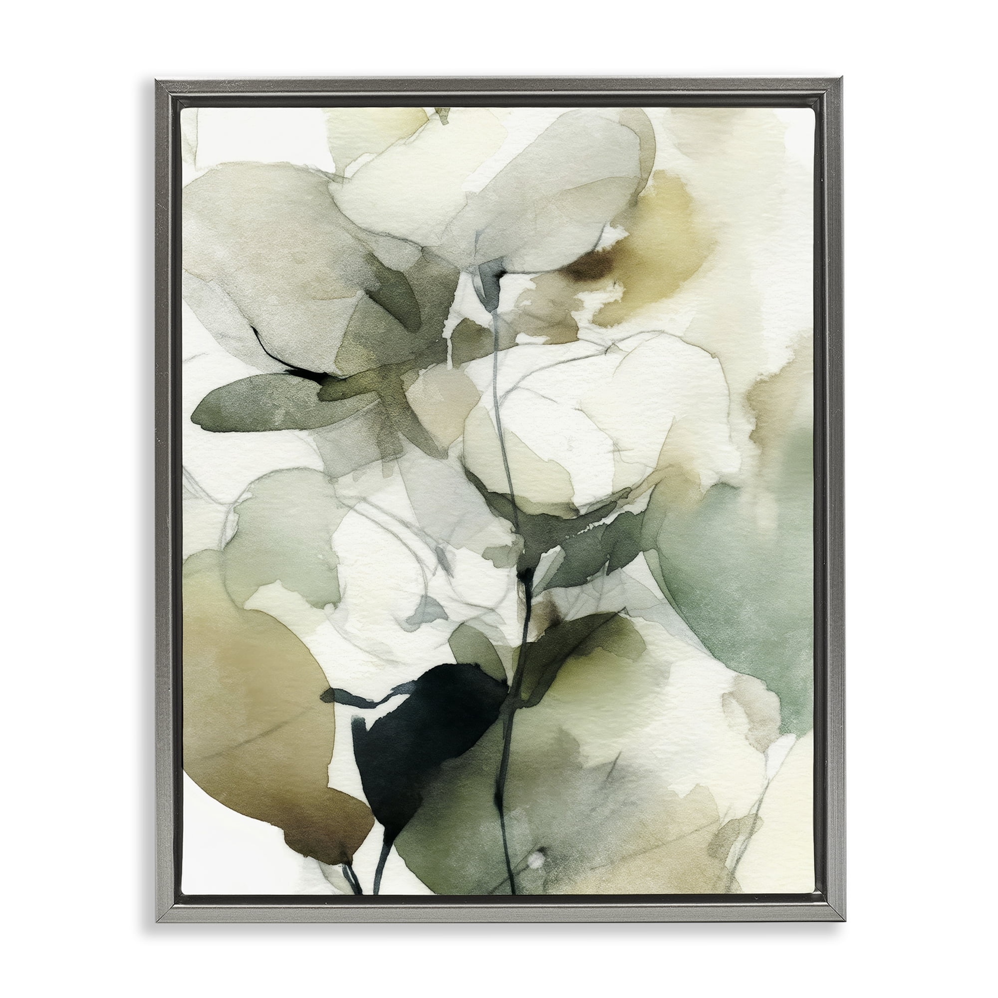 Stupell Industries Floral Branches in Motion Gray Framed Floater Canvas Wall Art, design by Svetlana Aleynikova