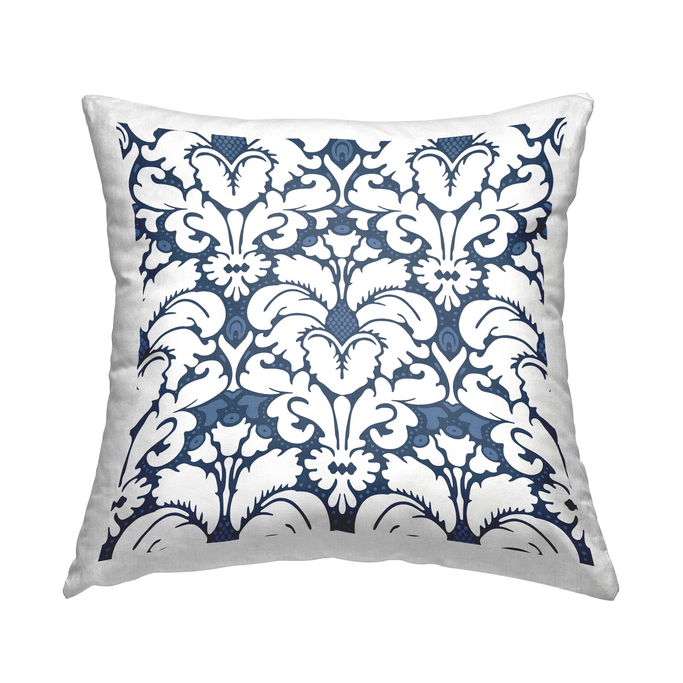 Stupell Industries Floral Brocade Blue Pattern Printed Throw Pillow Design by George Tygert