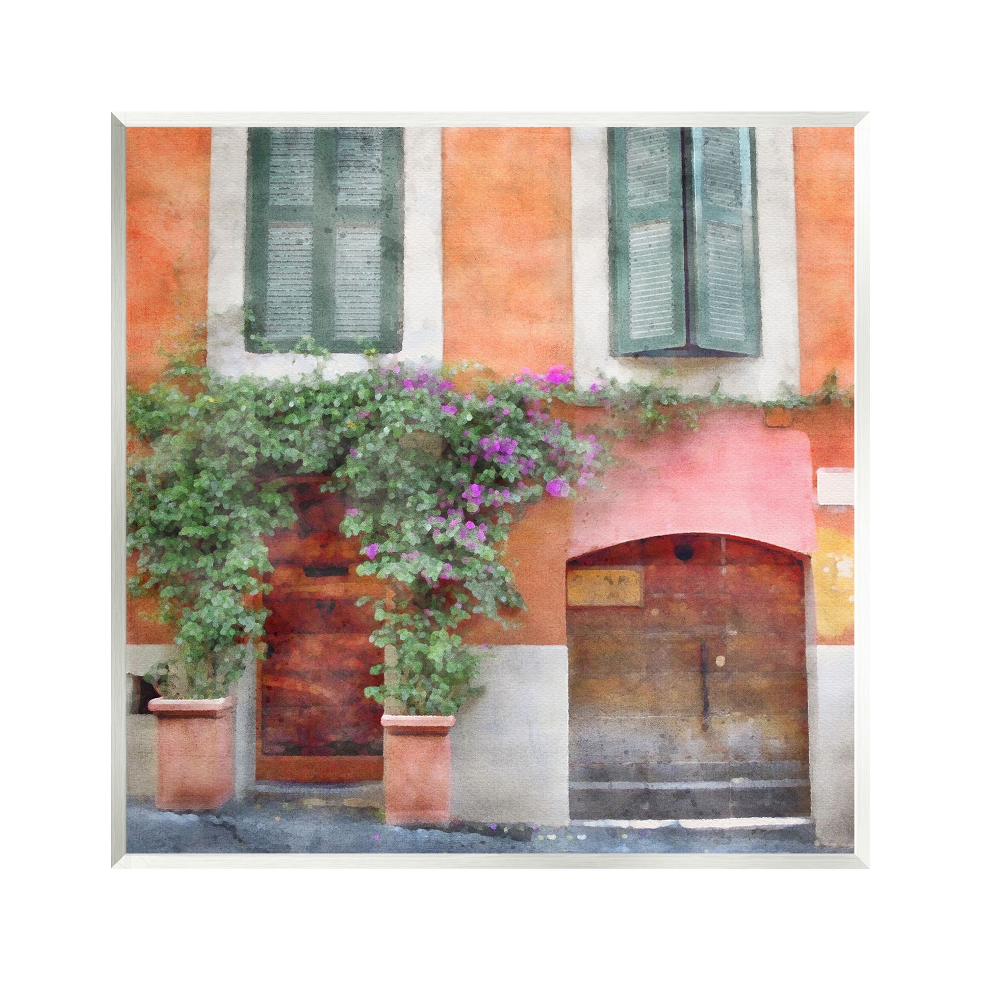 Stupell Industries Floral Building in Italy Travel & Places Painting Unframed Art Print Wall Art, 12 x 12