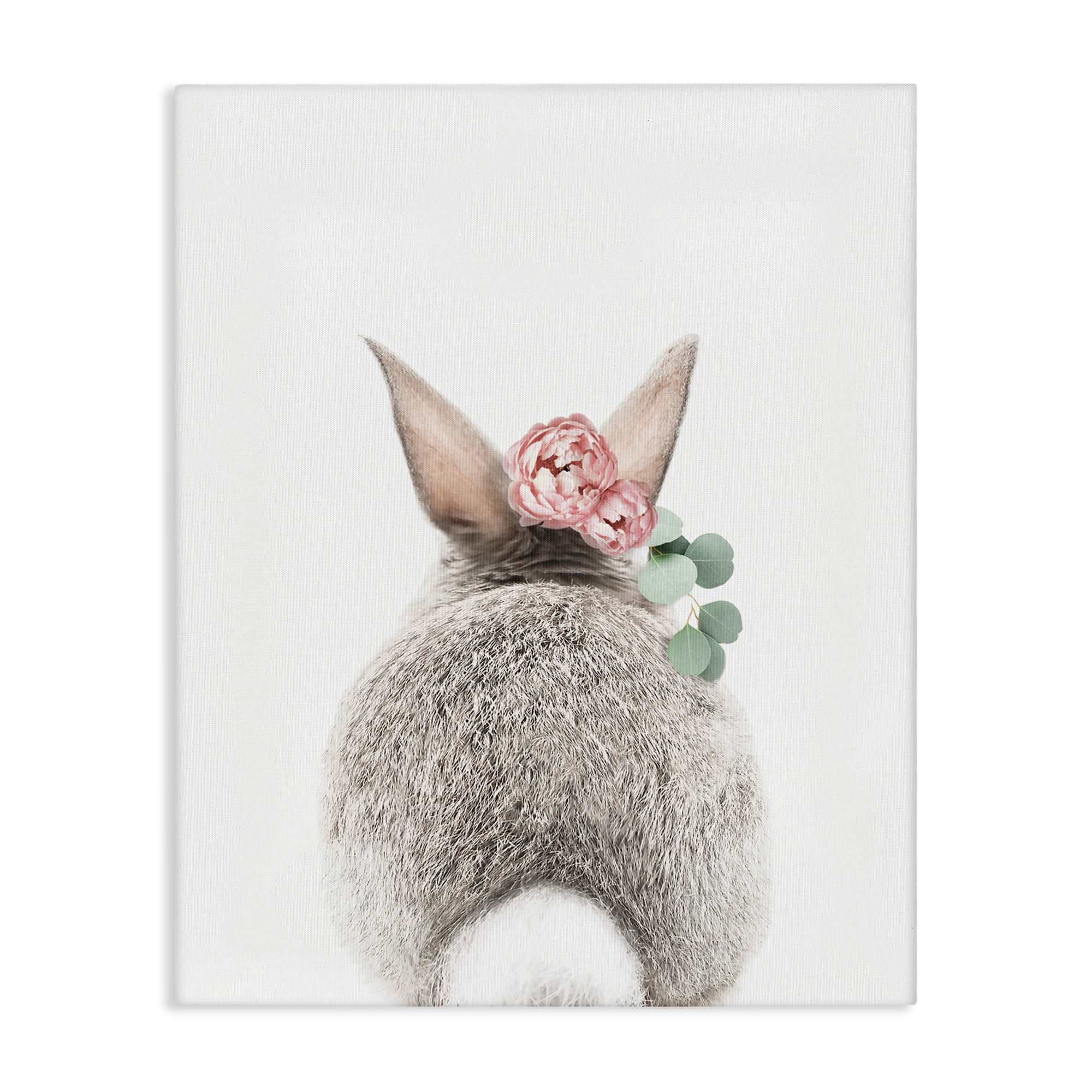 Stupell Industries Floral Bunny Tail Side Animals Painting Wrapped Canvas Art Print Wall Art, 36 x 48