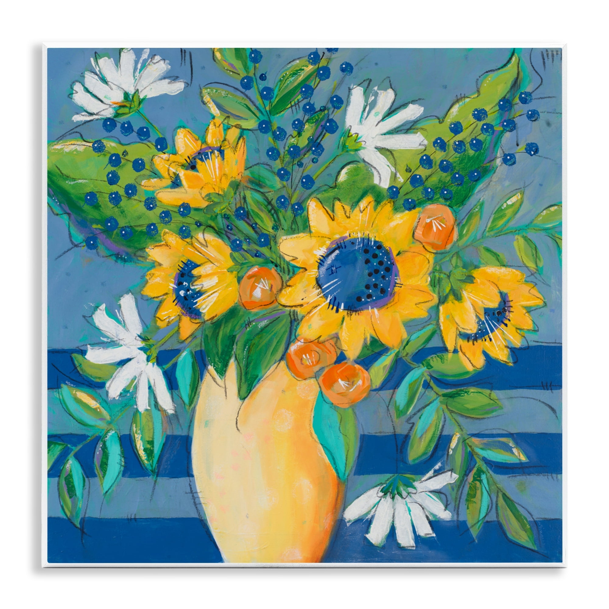 Stupell Industries Floral Bursts Among The Blue Wall Plaque Art, design by Krinlox