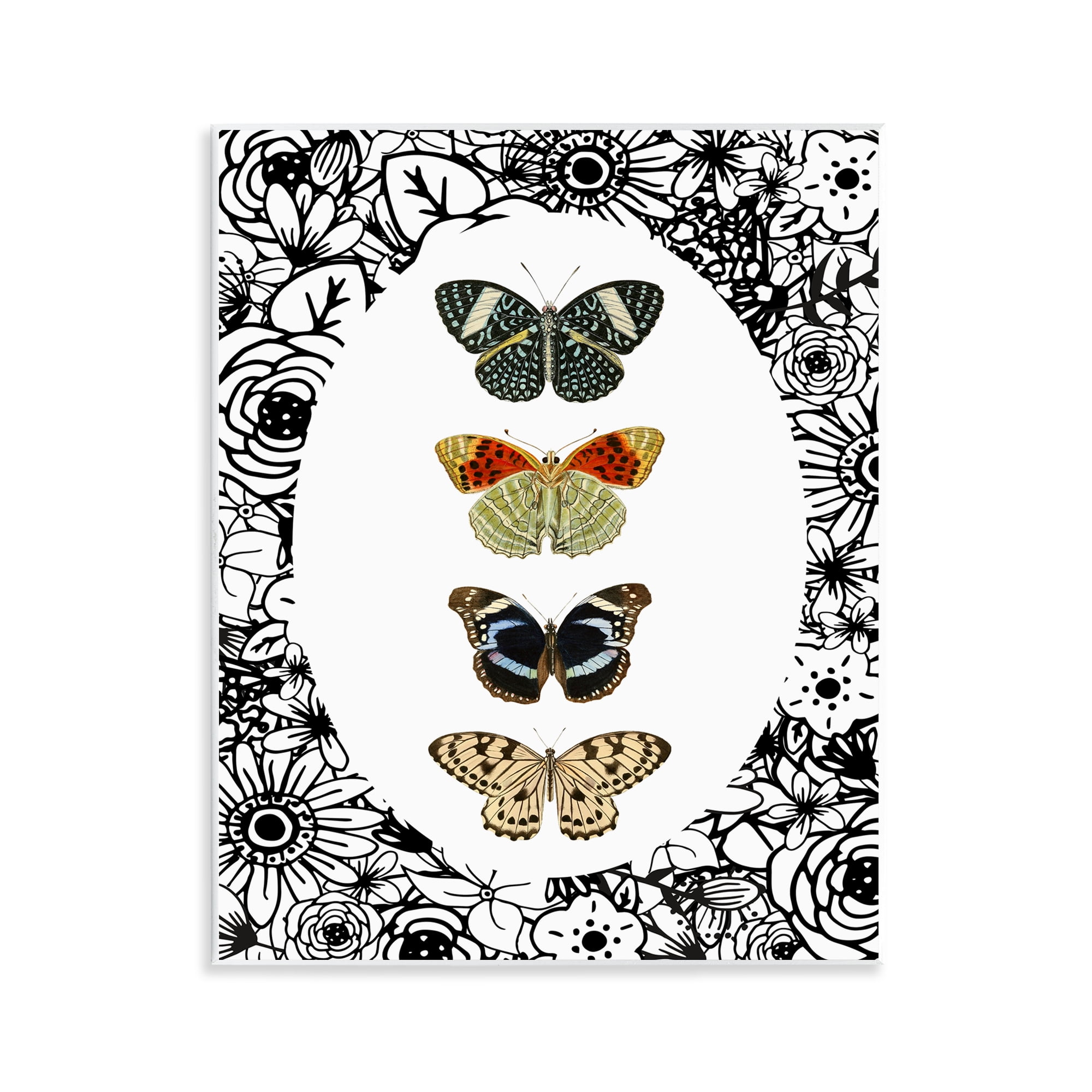 Stupell Industries Floral Butterfly Lineup Wall Plaque Art, design by Dan Meneely