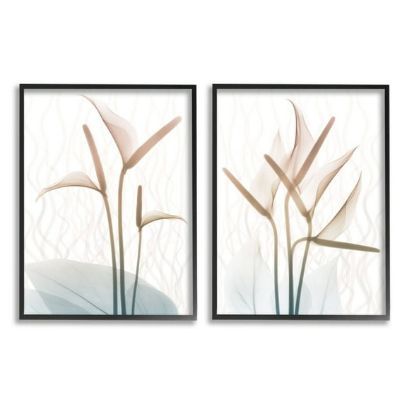 Stupell Industries Floral Calla Lily Silhouette with Leaf Details Photography Black Framed Art Print Wall Art Set of 2, 11x14, by Albert Koetsier